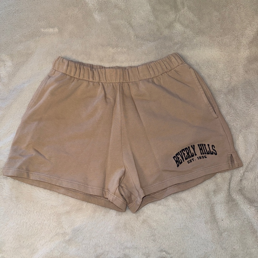 Garage Tan Athletic Shorts with Elastic Waistband